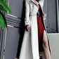 Great Spring Runway Women White Long Leather Trench Coat - Long Sleeve Elegant Luxury fashion Womens Coats- New Designer (TB8B)(TB8A)(TP3)(1U23) - Deals DejaVu