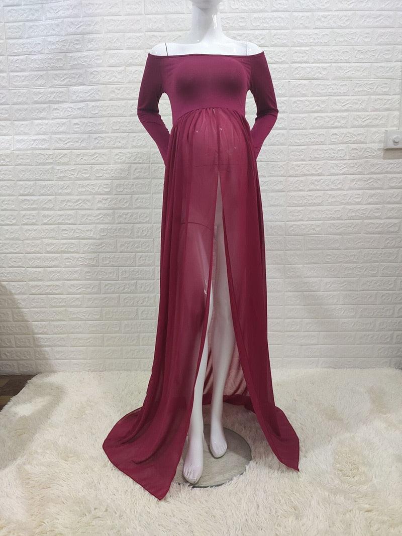 Long Tail Maternity Dresses Photography Props V-Neck Maxi Gown Cotton Dress Pregnant Women Pregnancy Autumn Photo Shoot Clothes (Z6)(1Z1)(2Z1)(3Z1)(7Z1) - Deals DejaVu