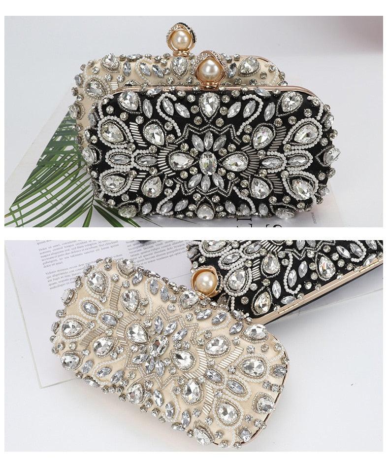 Hot Vintage Wedding Clutch Women Evening Bag - Party Purse And Handbag Rhinestone Pearl Beaded Luxury Bag Women Shoulder Bag (WH1)(WH6)(1U43) - Deals DejaVu