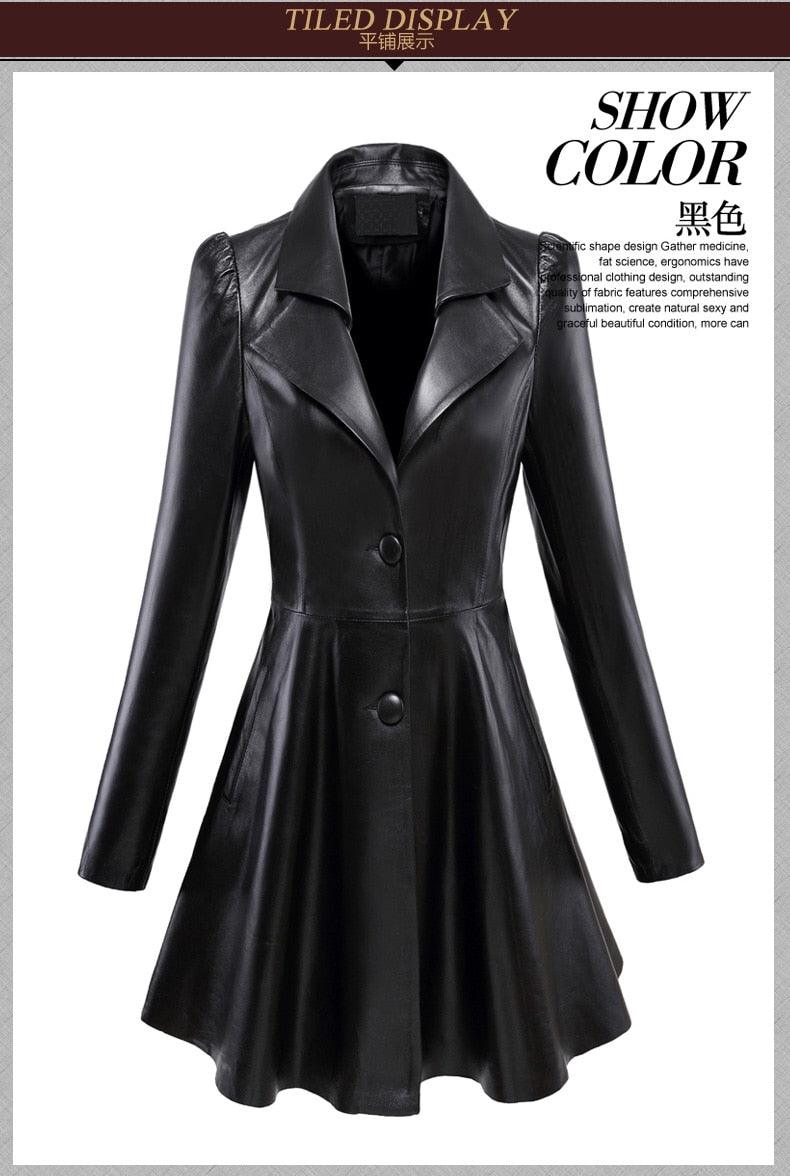 Gorgeous Fit and flare faux leather coat - Notched lapel long sleeve puff sleeve Skirted Black Elegant leather blazer- slim fit (TB8B)(TB8A)(TP3)(1U23) - Deals DejaVu
