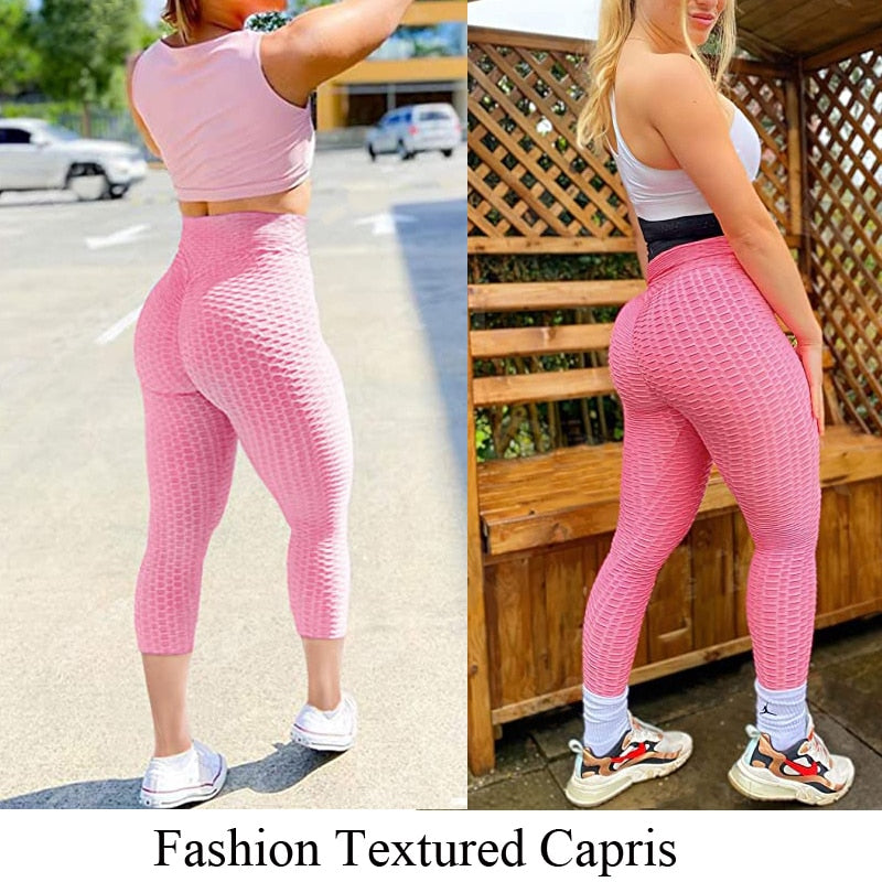 Cute Scrunch Back Fitness Leggings Hips Up Booty Workout Pants - Womens Gym Activewear For Fitness High Waist Long Pant Leggins Mujer (2U24)(BAP)(TBL)