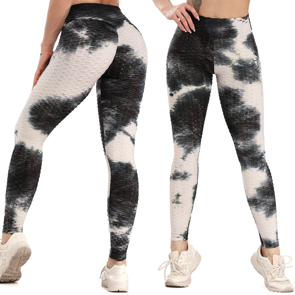 Cute Scrunch Back Fitness Leggings Hips Up Booty Workout Pants - Womens Gym Activewear For Fitness High Waist Long Pant Leggins Mujer (2U24)(BAP)(TBL)