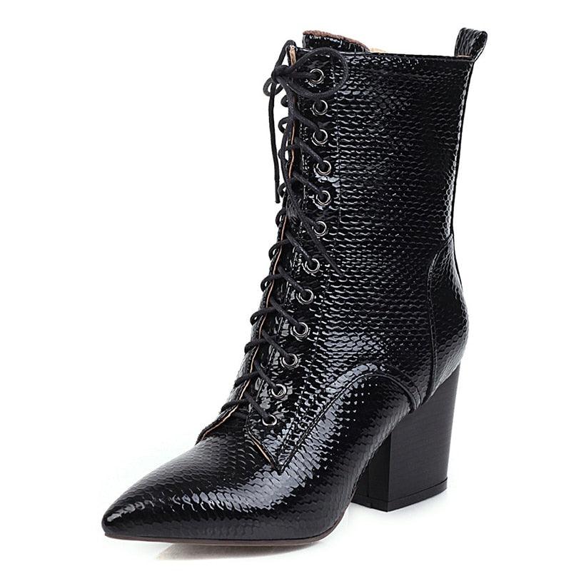 Pointed Toe Snake Boots Woman Ankle Strap Plush Inside Autumn Winter Shoes Female Fashion Zipper (BB2)(CD)(WO4)(BB5)(F38)(3U38) - Deals DejaVu