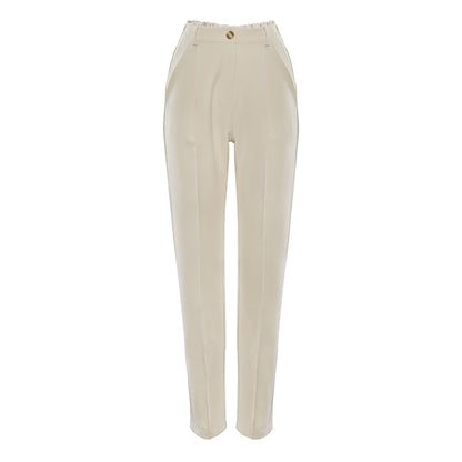 Great Brown Pencil Pants Female Autumn Winter Elegant Ladies Plain Casual Black Pants - Office Work Straight Women Trousers (D25)(BP)(1U25) - Deals DejaVu
