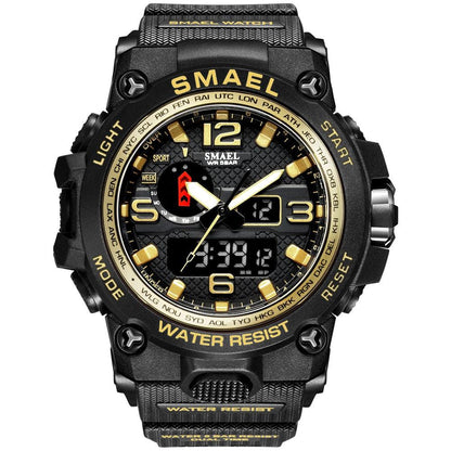Great Watches For Men - 50M Waterproof Clock Alarm - reloj 1545D Dual Display Wristwatch Quartz Military Watch Sport (MA9)(RW)(1U84)