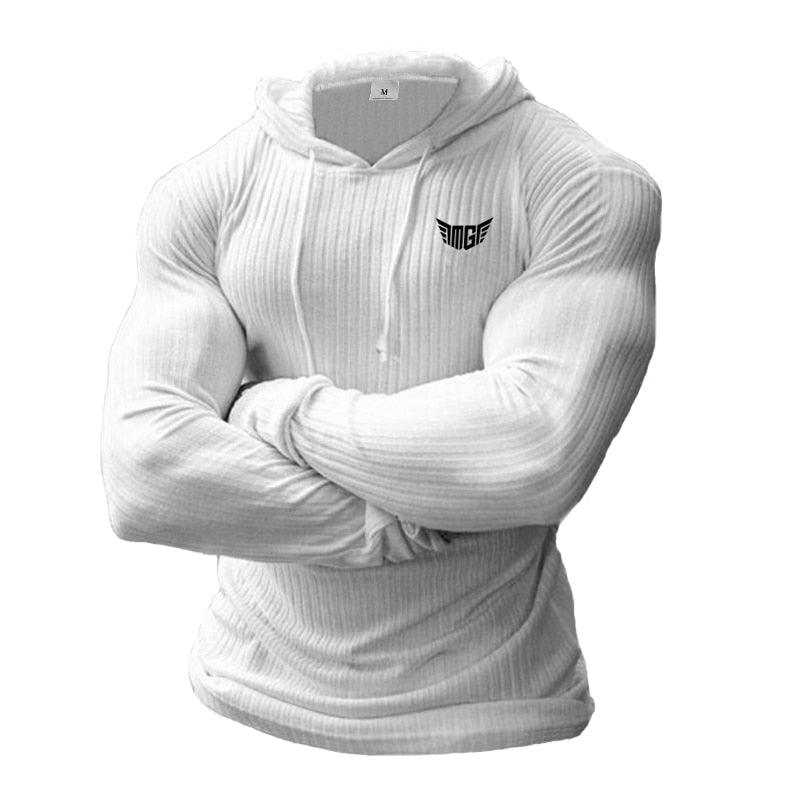 New Fashion Knitted Hooded T-shirt -Men Pit Stripe Slim Fit Thin Sweaters -Mens Long Sleeve Pullovers (TM5)(CC1)(1U100)(TM7)(1U101)(1U100)