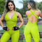 Gorgeous High Waist Women Bodysuit Sleeveless Back Cross Sports Slimming Jumpsuit - Fitness Gym Tracksuits For Female Push Up Leggings (2U24)(BAP)(TBL)