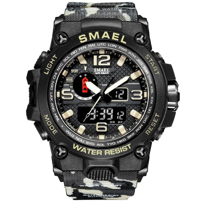 Great Watches For Men - 50M Waterproof Clock Alarm - reloj 1545D Dual Display Wristwatch Quartz Military Watch Sport (MA9)(RW)(1U84)