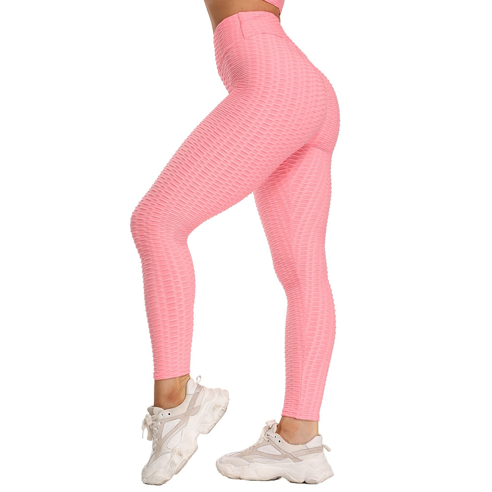 Cute Scrunch Back Fitness Leggings Hips Up Booty Workout Pants - Womens Gym Activewear For Fitness High Waist Long Pant Leggins Mujer (2U24)(BAP)(TBL)