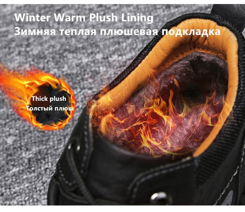 New Winter Men Boots - Thick Plush Warm Men Snow Boots - Leather Ankle Boots Handmade Motorcycle Boots Outdoor Shoes (MSB4)(MSB5)(MSB4A) - Deals DejaVu
