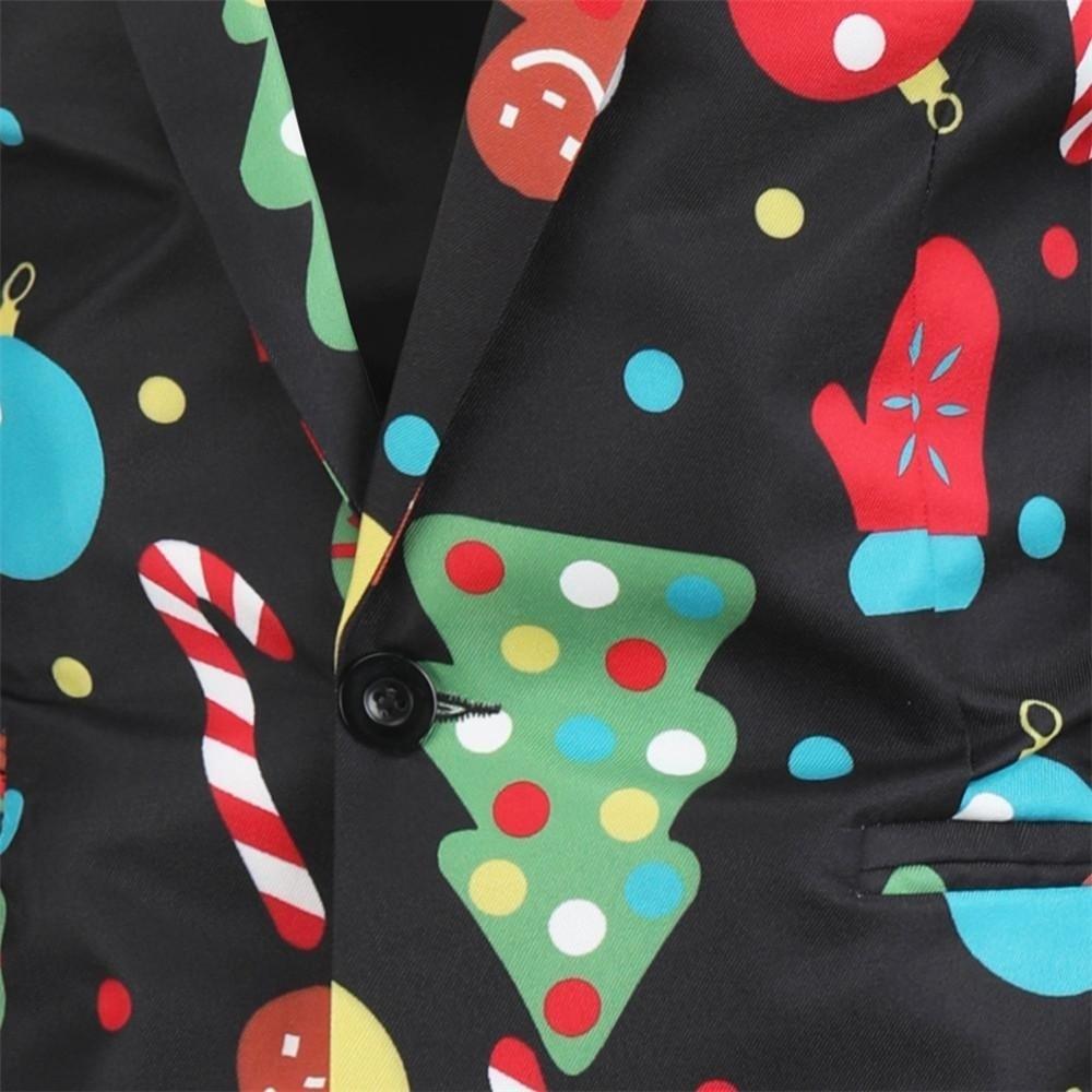 Men's Christmas Blazers Jacket - Floral Print Painting 3D - Party Coat Casual Slim Fit Blazer (T2M)(CC5) - Deals DejaVu