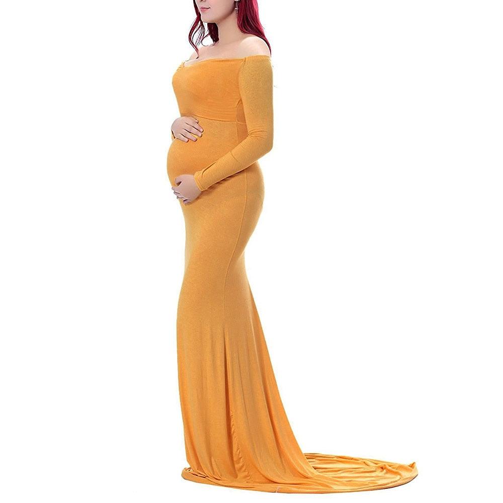 Sexy Maternity Dresses - Photography Props Long Sleeve Pregnant Women Pregnancy Dress Solid Maxi (1U5)(Z6)(Z8)(1Z1)(2Z1)(3Z1)(4Z1)(7Z1)