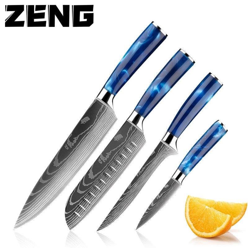 New Japanese Kitchen Knives Laser Damascus Pattern Chef Knife Sharp Santoku Cleaver Slicing Utility Knives Tool (AK5)(1U61)