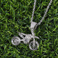 Trending Bling CZ Cubic Zircon Copper Motorcycle Pendants & Necklaces For Men (1U83)