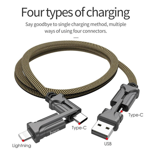 4in1 USB Type C Cable 60W Metal PD Fast Charger Cable USB C to Type C Wire for Samsung Xiaomi iPhone11 MacBook Pro Air iPad (D50)(RS7)