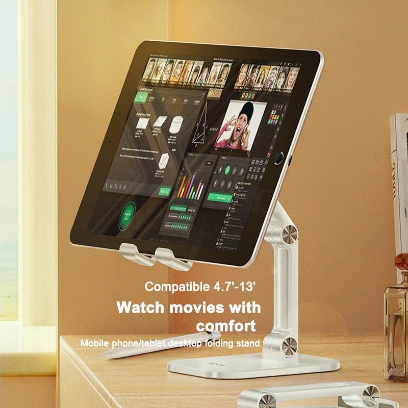 Great Metal Desktop Tablet Holder - Foldable Extend Support Desk Mobile Phone Holder Stand Adjustable ((D47)TLC2)