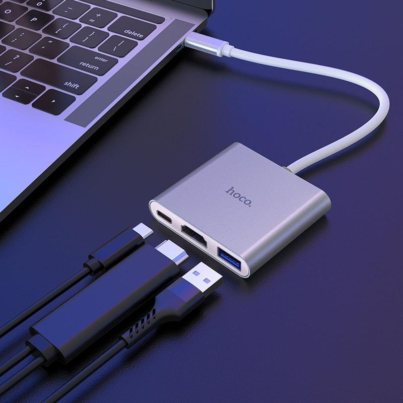 USB C HUB 3-in-1 Type C HUB USB 3.0 HUB HDMI Adapter USB Splitter for MacBook/Pro/Air and Type C Windows Laptops Devices (RS7)(F50)