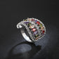 Fashion Luxury Rainbow Crystal Mixed Color Leaf Shaped Ring - Women Jewelry (7JW)(9JW)(F81)