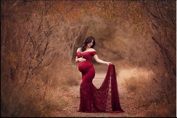 Long Maternity Photography Props Pregnancy Dress For Photo Shooting Off Shoulder - Maxi Maternity Gown (1U5)(Z6)(Z8)(1Z1)(2Z1)(3Z1)(4Z1)(7Z1)