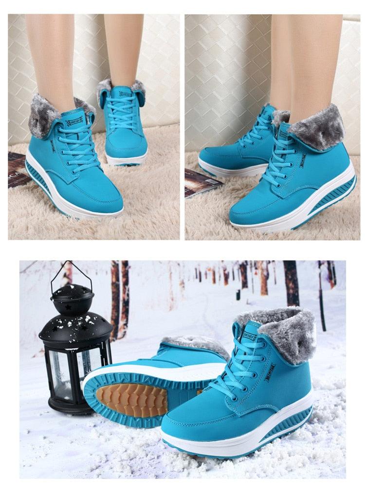 High Quality Waterproof Winter Women Boots - Warm Plush Snow Boots - Outdoor Non-slip Sneakers Fur Platform Ankle Boots (BB2)(CD)(WO4)(BB5)(F38)(3U38) - Deals DejaVu