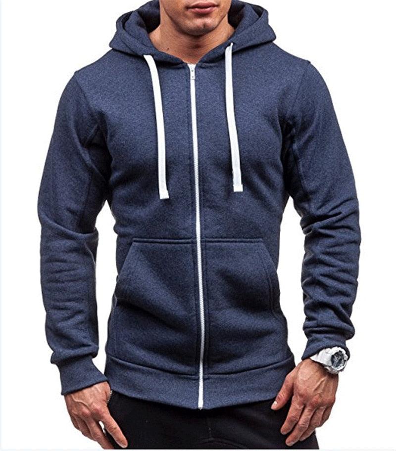 Style Men Hoodies Jacket - Spring Drawstring Zipper Hooded Sweatshirt -Male Long Sleeve Pocket Pullover Autumn Hoodie Coat (TM5)(CC1)(1U100)