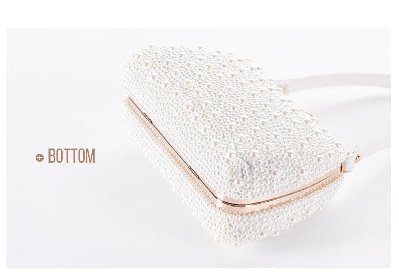 New Handbag Pearl Day Clutch Luxury Women Wedding Chain Crossbody Shoulder Bag - Small Hand Purse Crystal Evening Party Bags (WH1)(WH6)(1U43) - Deals DejaVu