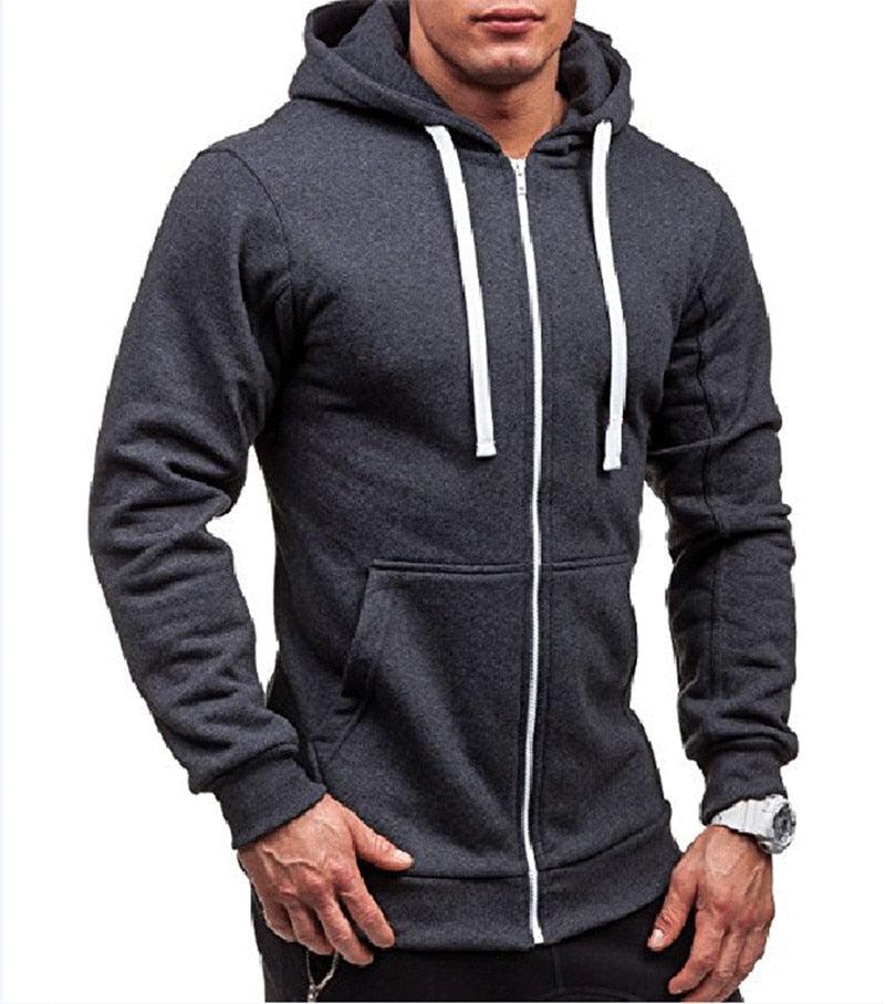 Style Men Hoodies Jacket - Spring Drawstring Zipper Hooded Sweatshirt -Male Long Sleeve Pocket Pullover Autumn Hoodie Coat (TM5)(CC1)(1U100)