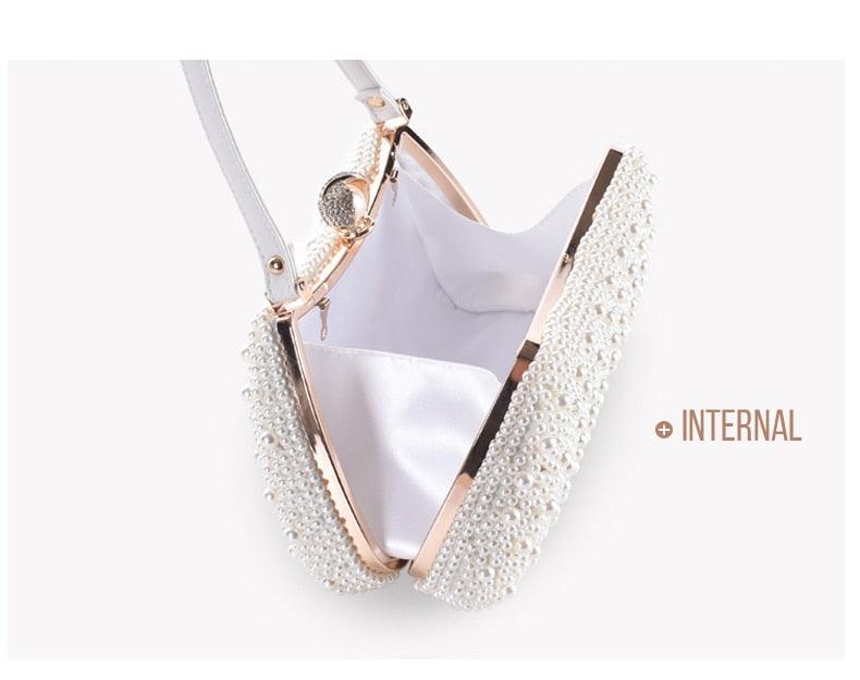 New Handbag Pearl Day Clutch Luxury Women Wedding Chain Crossbody Shoulder Bag - Small Hand Purse Crystal Evening Party Bags (WH1)(WH6)(1U43) - Deals DejaVu