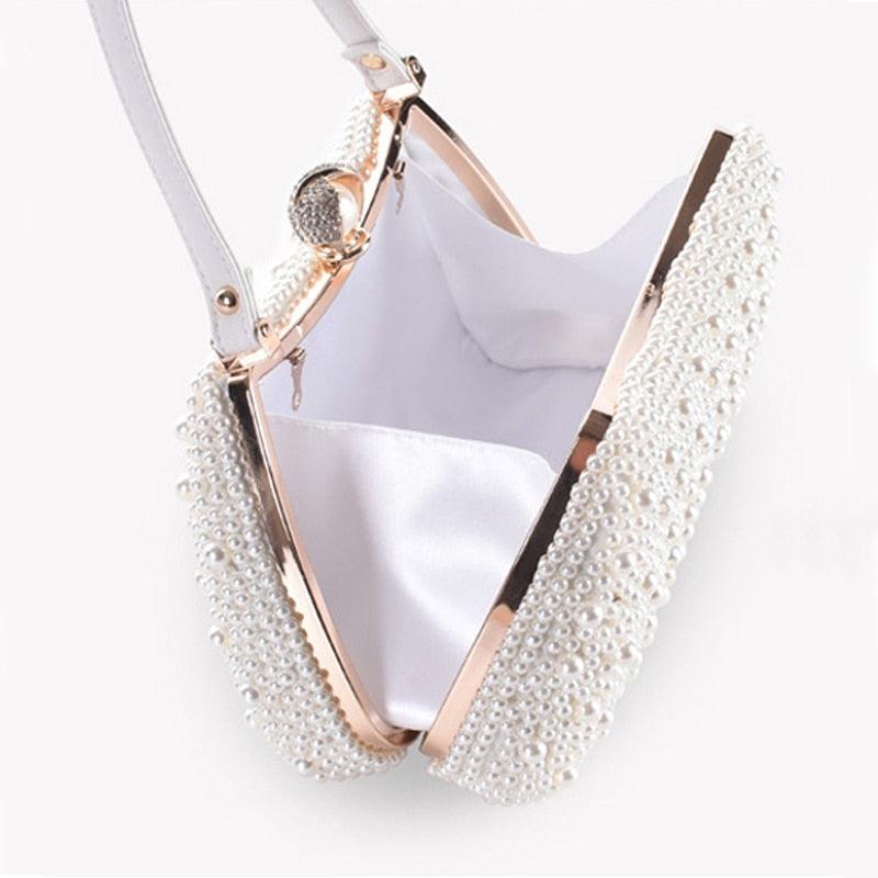 New Handbag Pearl Day Clutch Luxury Women Wedding Chain Crossbody Shoulder Bag - Small Hand Purse Crystal Evening Party Bags (WH1)(WH6)(1U43) - Deals DejaVu