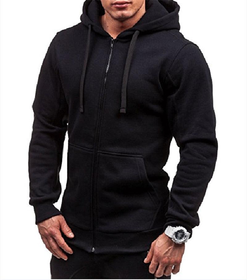 Style Men Hoodies Jacket - Spring Drawstring Zipper Hooded Sweatshirt -Male Long Sleeve Pocket Pullover Autumn Hoodie Coat (TM5)(CC1)(1U100)