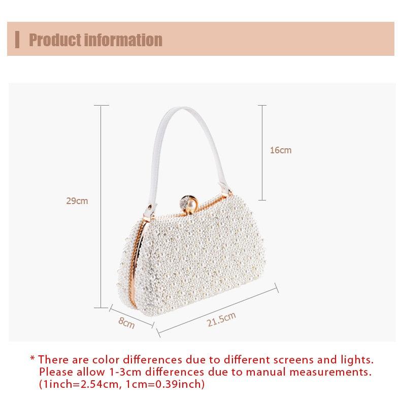 New Handbag Pearl Day Clutch Luxury Women Wedding Chain Crossbody Shoulder Bag - Small Hand Purse Crystal Evening Party Bags (WH1)(WH6)(1U43) - Deals DejaVu