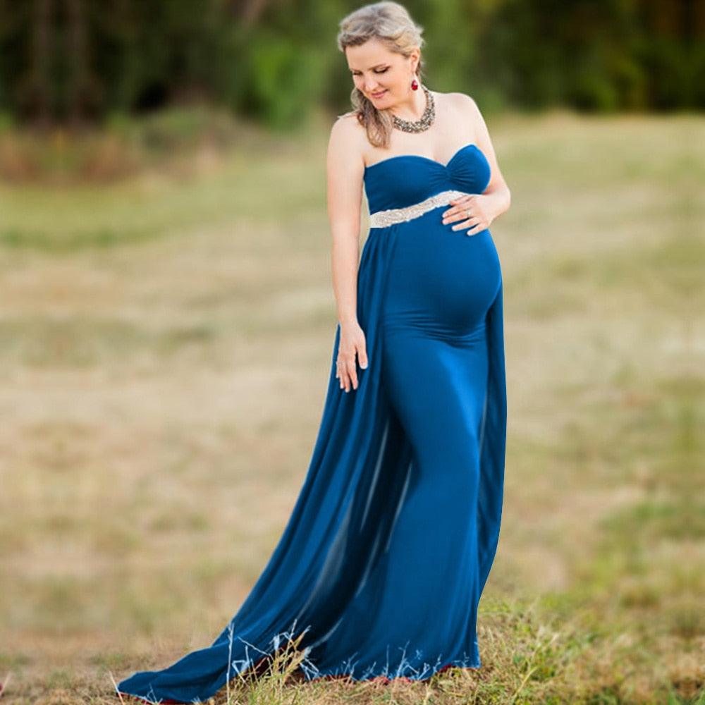 Maternity Shawl Trailing Dress - Pregnancy Baby Shower Photography Prop Sexy Sleeveless Strapless Party Evening Maxi Gown (Z6)(1Z1)(2Z1)(3Z1)(7Z1) - Deals DejaVu
