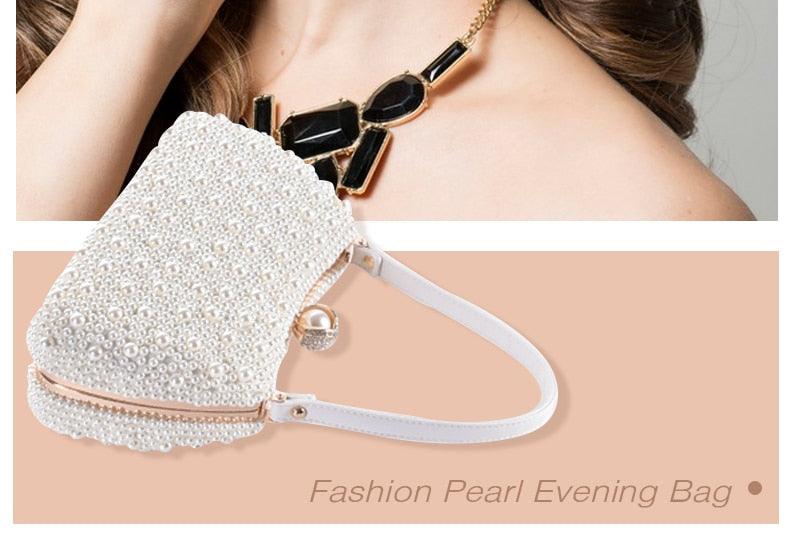 New Handbag Pearl Day Clutch Luxury Women Wedding Chain Crossbody Shoulder Bag - Small Hand Purse Crystal Evening Party Bags (WH1)(WH6)(1U43) - Deals DejaVu