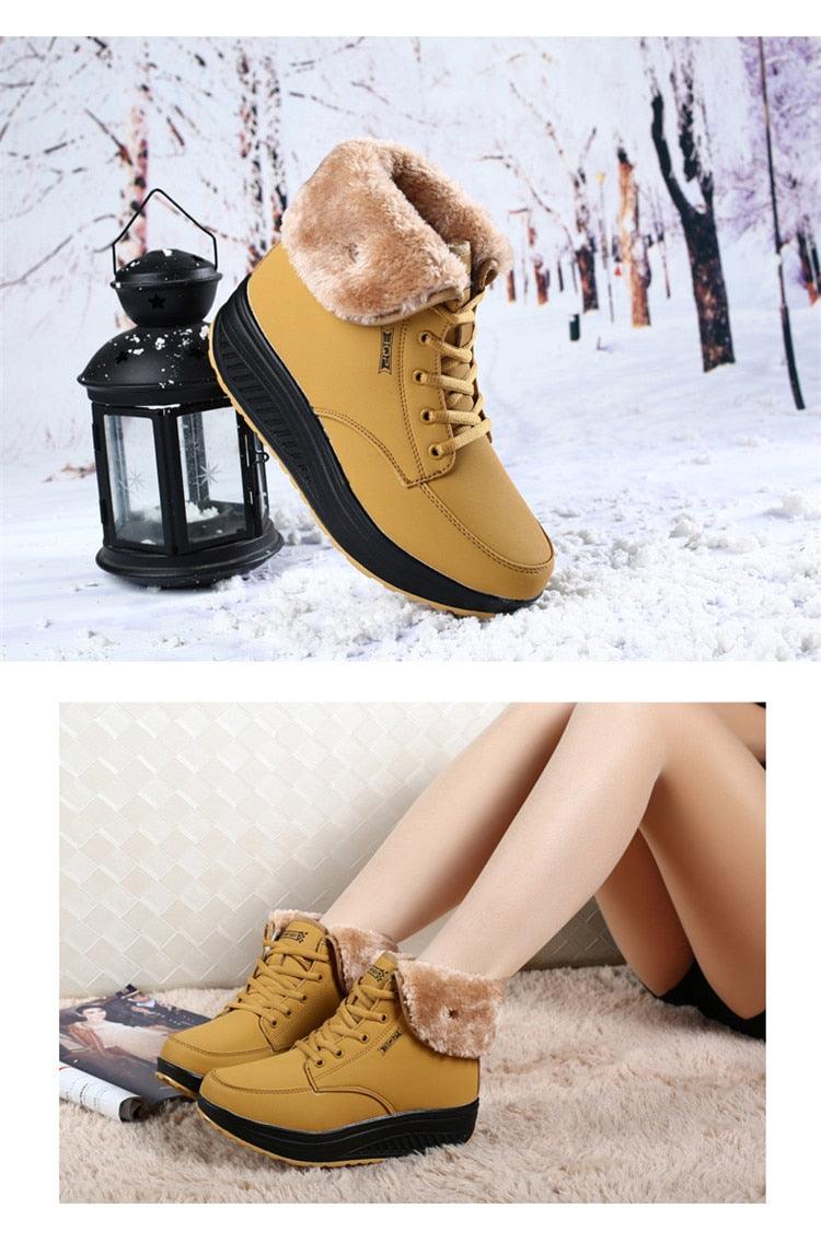 High Quality Waterproof Winter Women Boots - Warm Plush Snow Boots - Outdoor Non-slip Sneakers Fur Platform Ankle Boots (BB2)(CD)(WO4)(BB5)(F38)(3U38) - Deals DejaVu