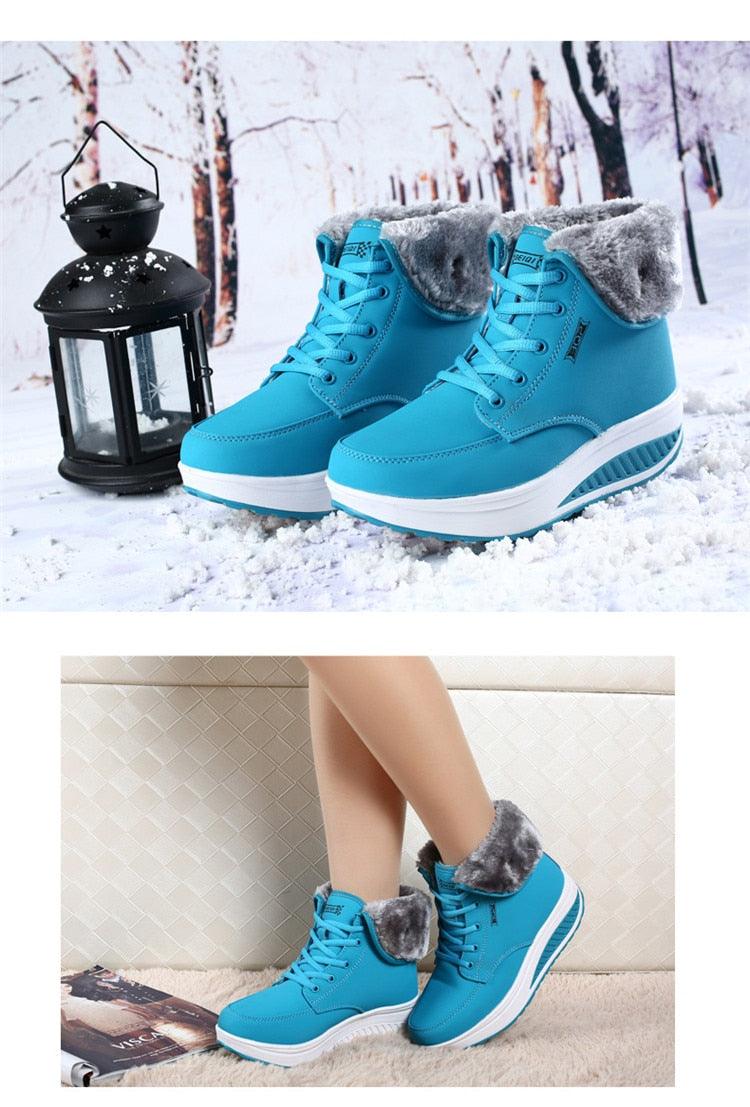 High Quality Waterproof Winter Women Boots - Warm Plush Snow Boots - Outdoor Non-slip Sneakers Fur Platform Ankle Boots (BB2)(CD)(WO4)(BB5)(F38)(3U38) - Deals DejaVu