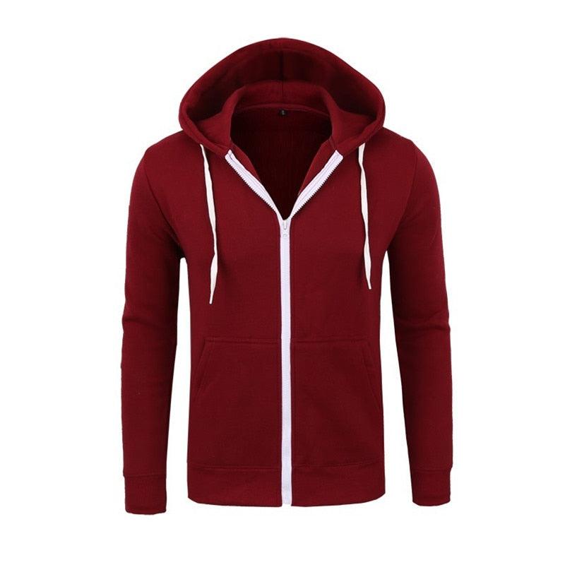 Style Men Hoodies Jacket - Spring Drawstring Zipper Hooded Sweatshirt -Male Long Sleeve Pocket Pullover Autumn Hoodie Coat (TM5)(CC1)(1U100)