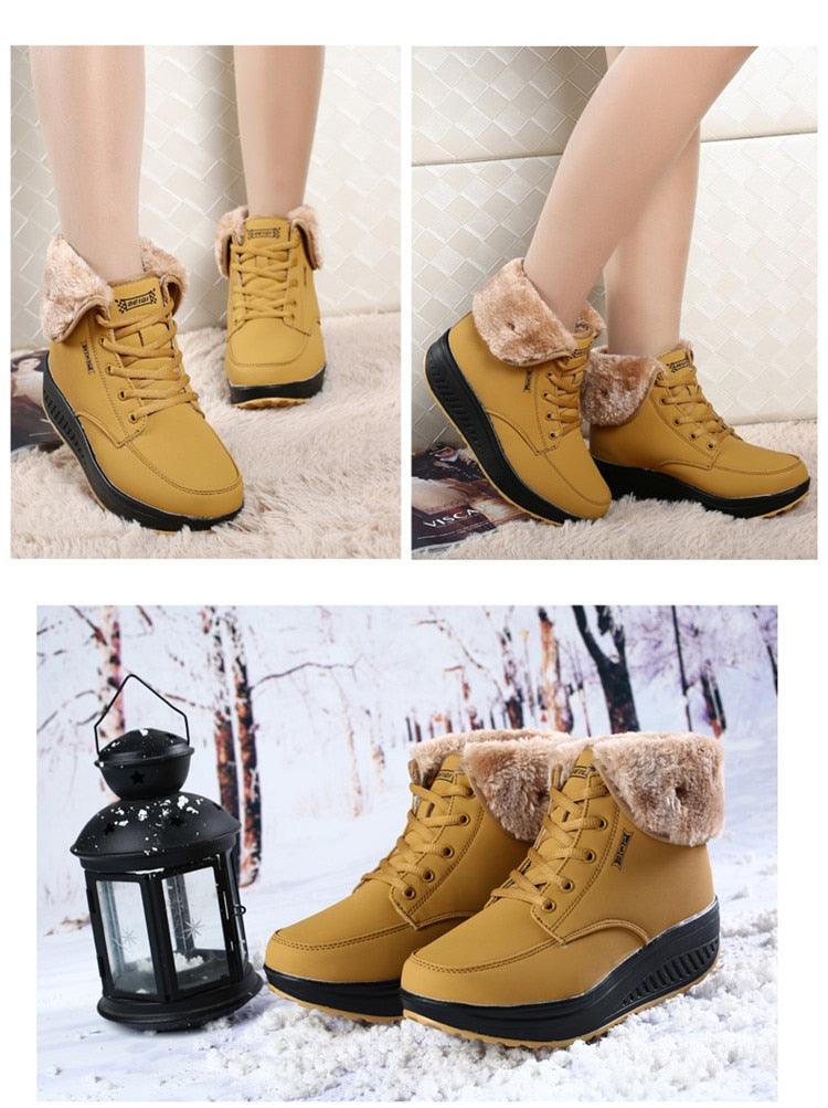 High Quality Waterproof Winter Women Boots - Warm Plush Snow Boots - Outdoor Non-slip Sneakers Fur Platform Ankle Boots (BB2)(CD)(WO4)(BB5)(F38)(3U38) - Deals DejaVu