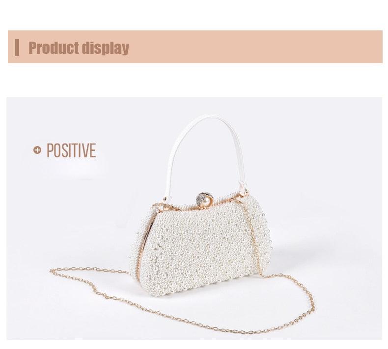 New Handbag Pearl Day Clutch Luxury Women Wedding Chain Crossbody Shoulder Bag - Small Hand Purse Crystal Evening Party Bags (WH1)(WH6)(1U43) - Deals DejaVu