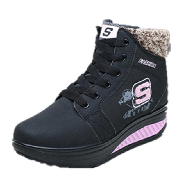 High Quality Waterproof Winter Women Boots - Warm Plush Snow Boots - Outdoor Non-slip Sneakers Fur Platform Ankle Boots (BB2)(CD)(WO4)(BB5)(F38)(3U38) - Deals DejaVu