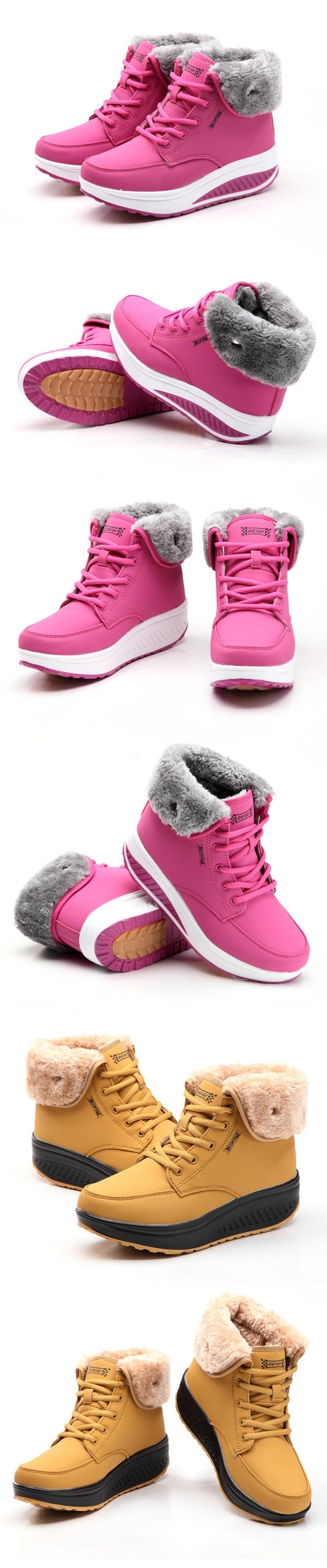 High Quality Waterproof Winter Women Boots - Warm Plush Snow Boots - Outdoor Non-slip Sneakers Fur Platform Ankle Boots (BB2)(CD)(WO4)(BB5)(F38)(3U38) - Deals DejaVu