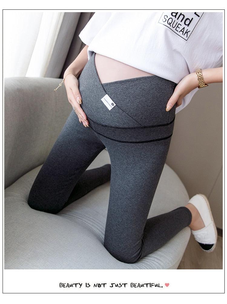 New Autumn Winter Skinny Maternity Legging - Across V Low Waist Belly Legging for Pregnant Women Cotton Pregnancy Pencil Pants (2Z7)(7Z2)(1U4)