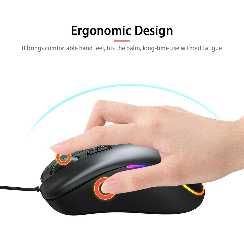 J900 RGB Backlight USB Wired Mouse Honeycomb Hollow Game Mouse 6400DPI For Desktop Computer Laptop PC (CA1)