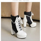 Sweet Cosplay Lolita Shoes Women Ankle Boots High Heels Ruffles Dress Wedding Shoes Bride Mixed Colors Lace Up (BB2)(CD)(WO4)(BB5)(F38)(3U38) - Deals DejaVu