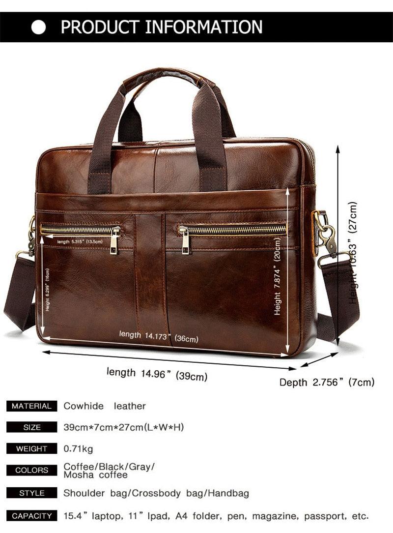 New Vintage Leather Men Bag - Genuine Leather Messenger Bag - Men Shoulder Bags Male Laptop Briefcase Bag Casual Men Handbag (3MA1)(LT4)(1U78) - Deals DejaVu