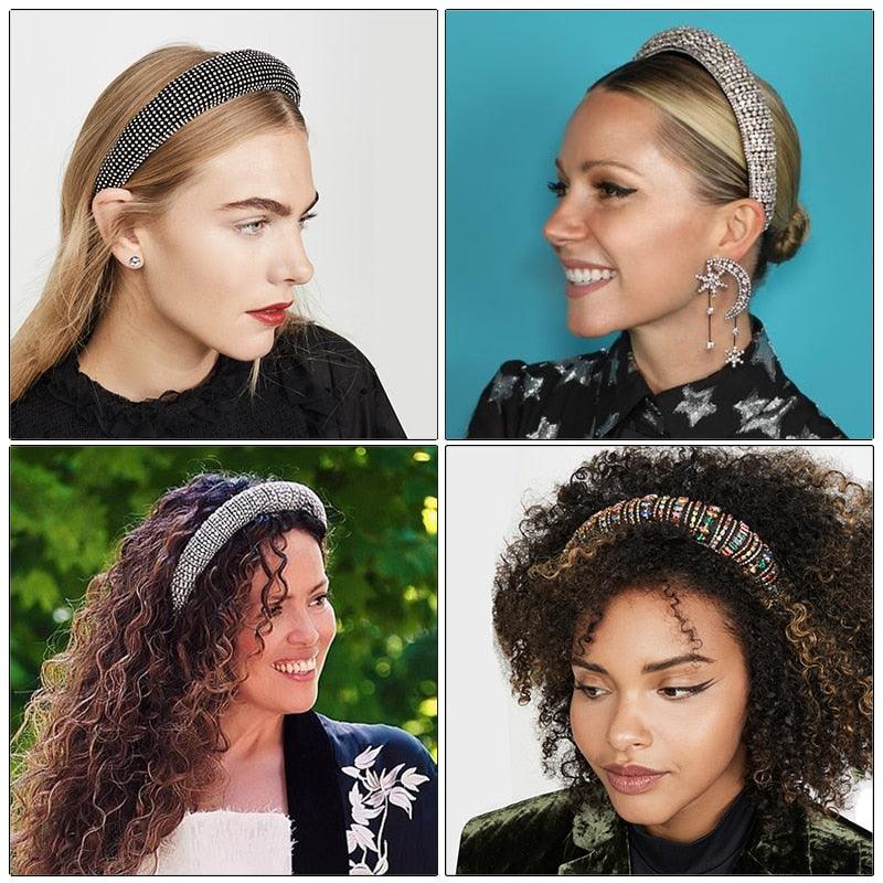 Thick Sponge Velvet Hairbands - Luxury Colored Rhinestones Wild Gorgeous Headband (1U88)