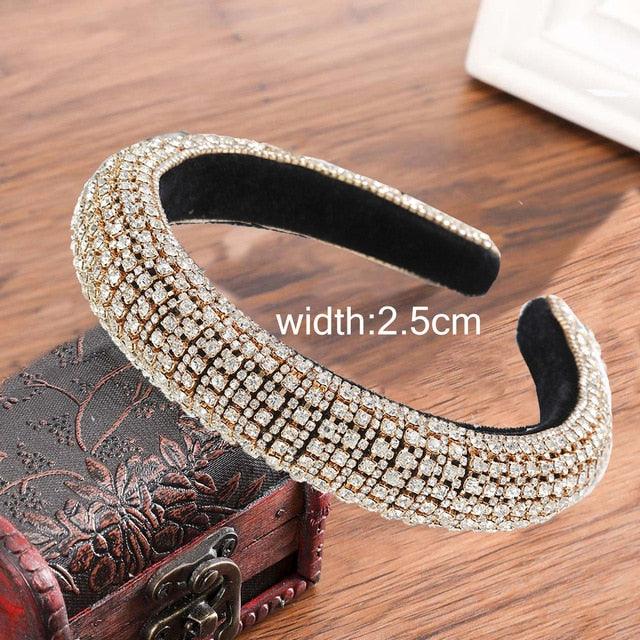 Thick Sponge Velvet Hairbands - Luxury Colored Rhinestones Wild Gorgeous Headband (1U88)