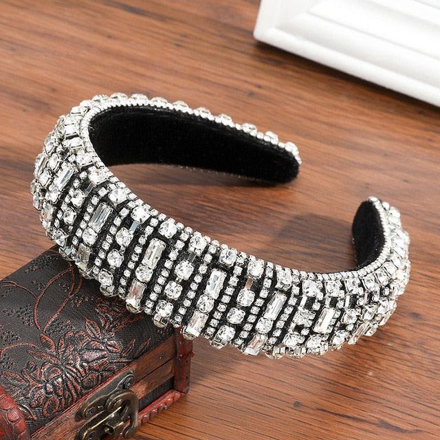 Thick Sponge Velvet Hairbands - Luxury Colored Rhinestones Wild Gorgeous Headband (1U88)