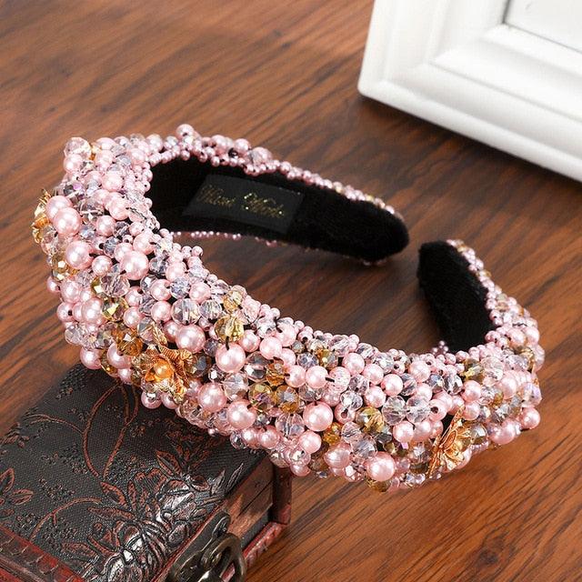 Thick Sponge Velvet Hairbands - Luxury Colored Rhinestones Wild Gorgeous Headband (1U88)
