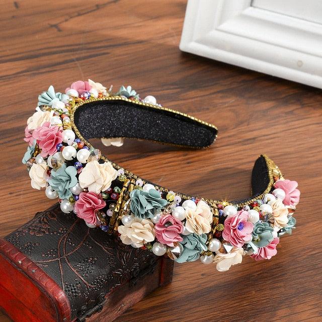 Thick Sponge Velvet Hairbands - Luxury Colored Rhinestones Wild Gorgeous Headband (1U88)