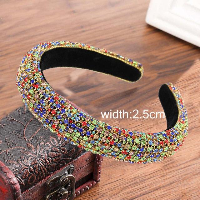 Thick Sponge Velvet Hairbands - Luxury Colored Rhinestones Wild Gorgeous Headband (1U88)